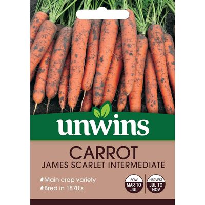 Unwins Grow Your Own Vegetable Seeds - Carrot James Scarlet Inter Unwins Grow Your Own Vegetable Seeds - Carrot James Scarlet Inter