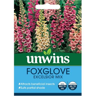 Unwins Grow Your Own Foxglove Excelisor Mix Attractive Flower Seeds Unwins Grow Your Own Foxglove Excelisor Mix Attractive Flower Seeds
