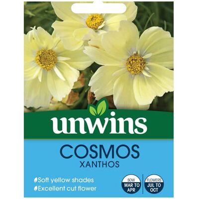 Unwins Grow Your Own Cosmos Xanthos Soft Yellow Shades Flower Seeds Unwins Grow Your Own Cosmos Xanthos Soft Yellow Shades Flower Seeds