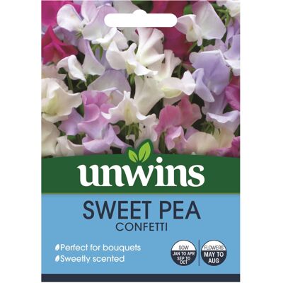 Unwins Flower Seeds Sweet Pea 'Confetti' Flowers Pastel Colours Unwins Flower Seeds Sweet Pea 'Confetti' Flowers Pastel Colours