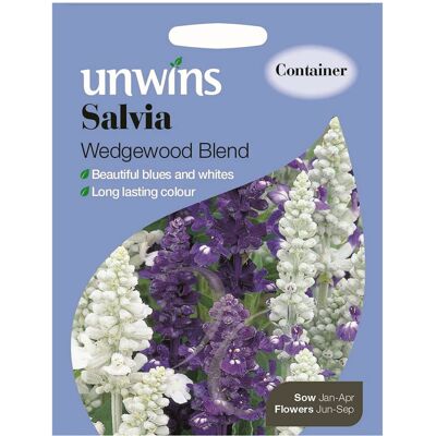 Unwins Grow Your Own Salvia Wedgewood Blend Beautiful Blue & White Flower Seeds Unwins Grow Your Own Salvia Wedgewood Blend Beautiful Blue & White Flower Seeds