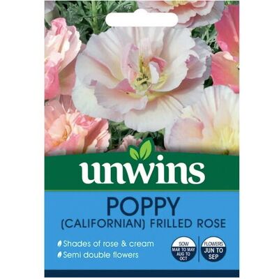 Unwins Grow Your Own Garden Flowers Californian Poppy Frilled Rose Seeds Packet Unwins Grow Your Own Garden Flowers Californian Poppy Frilled Rose Seeds Packet