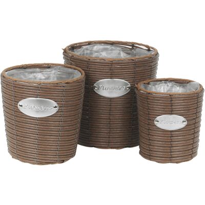 URBN Living (Tall, Topaz Brown) 3 Pc Rattan Design Flower Plant Pot Planter Basket URBN Living (Tall, Topaz Brown) 3 Pc Rattan Design Flower Plant Pot Planter Basket
