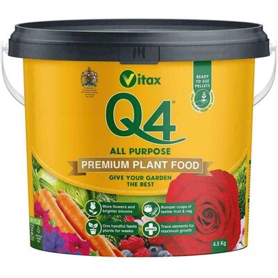 Vitax Q4 Pelleted Plant Food Fruit Veg Flower Fertiliser Tub 4.5kg Vitax Q4 Pelleted Plant Food Fruit Veg Flower Fertiliser Tub 4.5kg