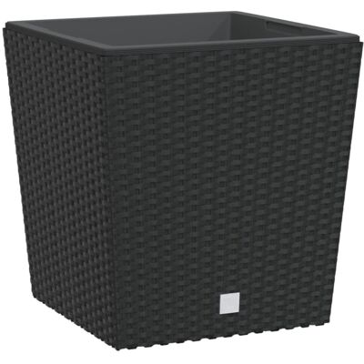 vidaXL Anthracite Rattan Look Planter with Removable Inner - 21/32 L - Garden Decor vidaXL Anthracite Rattan Look Planter with Removable Inner - 21/32 L - Garden Decor
