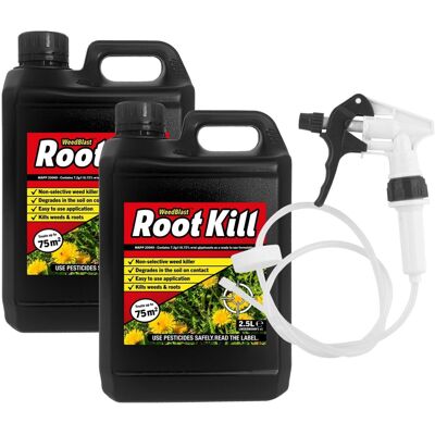Unbranded WeedBlast RootKill Glyphosate Weedkiller 2 x 2.5L Long hose trigger Unbranded WeedBlast RootKill Glyphosate Weedkiller 2 x 2.5L Long hose trigger