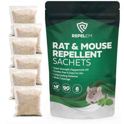 REPELEM Rat & Mouse Repellent Sachets - Super Strength Peppermint Essential Oil, Natural REPELEM Rat & Mouse Repellent Sachets - Super Strength Peppermint Essential Oil, Natural
