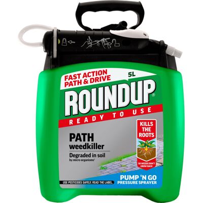 Roundup Path Weedkiller 5 Litre Pump 'N Go Refill, Ready to Use, Green Roundup Path Weedkiller 5 Litre Pump 'N Go Refill, Ready to Use, Green
