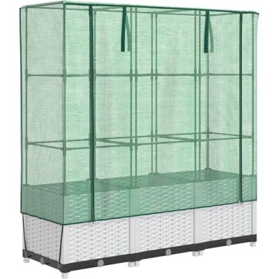 vidaXL Raised Bed with Greenhouse Cover - Garden Planter Rattan Look vidaXL Raised Bed with Greenhouse Cover - Garden Planter Rattan Look