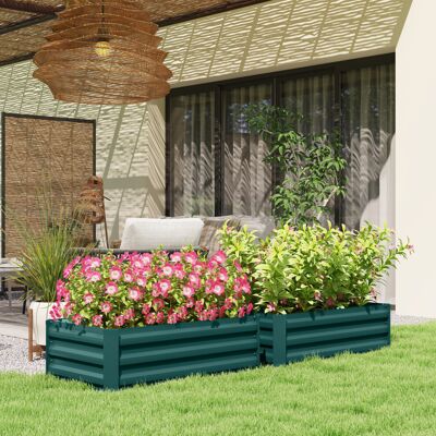 Outsunny - Galvanised Raised Garden Bed - Set of 2 Outsunny - Galvanised Raised Garden Bed - Set of 2