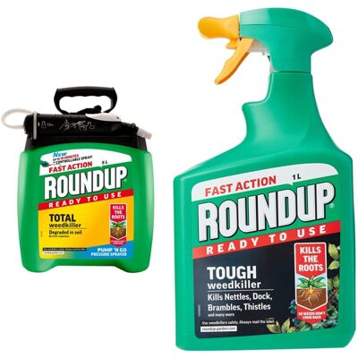 Roundup Fast Action Weedkiller Pump 'N Go Ready To Use Spray, 5 Litre & Tough We Roundup Fast Action Weedkiller Pump 'N Go Ready To Use Spray, 5 Litre & Tough We