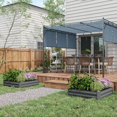 Outsunny - 2-Pack Raised Garden Bed - Galvanised Outsunny - 2-Pack Raised Garden Bed - Galvanised