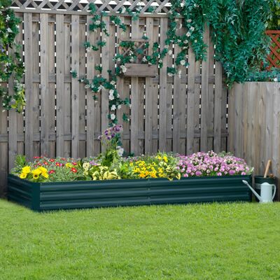 Outsunny Galvanised Raised Garden Bed - Garden Bed, Green, Open Bottom Outsunny Galvanised Raised Garden Bed - Garden Bed, Green, Open Bottom