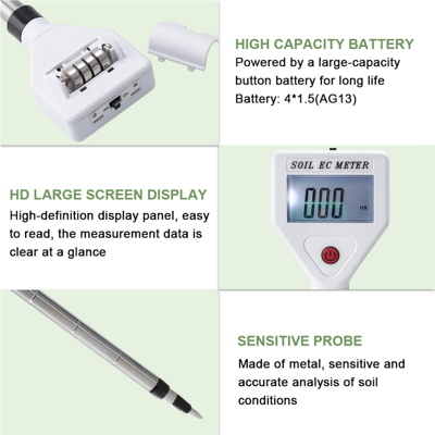 kepptory Professional Soil EC Meter 0-1999Us/cm High Precision Metal Probe ATC Conductivi kepptory Professional Soil EC Meter 0-1999Us/cm High Precision Metal Probe ATC Conductivi