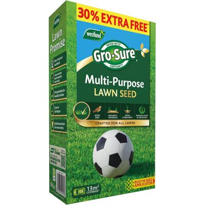 Westland Gro-Sure Multi Purpose Lawn Seed Box 10m² +30% Extra Free Westland Gro-Sure Multi Purpose Lawn Seed Box 10m² +30% Extra Free