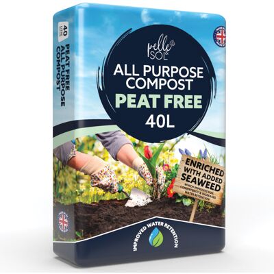 Pelle & Sol 40L Peat Free Compost - Bio Wood Fibe Enriched Seaweed Volcanic Dust Pelle & Sol 40L Peat Free Compost - Bio Wood Fibe Enriched Seaweed Volcanic Dust