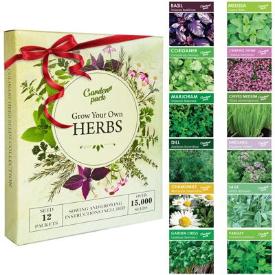 Garden Pack Herb Seeds for Planting & Outdoors, 12 Varieties, 15000 Heirloom See Garden Pack Herb Seeds for Planting & Outdoors, 12 Varieties, 15000 Heirloom See