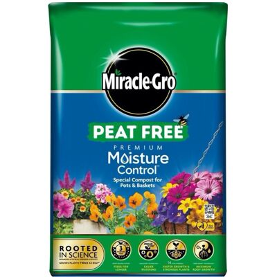 Miracle-Gro PEAT FREE Premium Moisture Control Compost, 40 Litres, Brown Miracle-Gro PEAT FREE Premium Moisture Control Compost, 40 Litres, Brown
