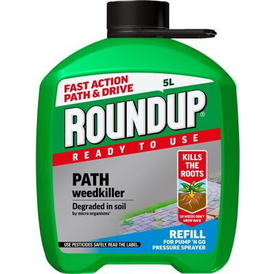 Roundup Path Weedkiller, Ready to Use, Refill for Pressure Sprayer, 5 Litre Roundup Path Weedkiller, Ready to Use, Refill for Pressure Sprayer, 5 Litre