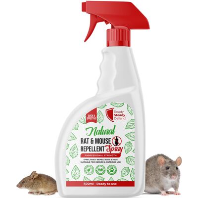 READY STEADY DEFEND Rat & Mouse Repellent Spray 500ml ? Plant-Based Peppermint Oil Spray for Rats - READY STEADY DEFEND Rat & Mouse Repellent Spray 500ml ? Plant-Based Peppermint Oil Spray for Rats -