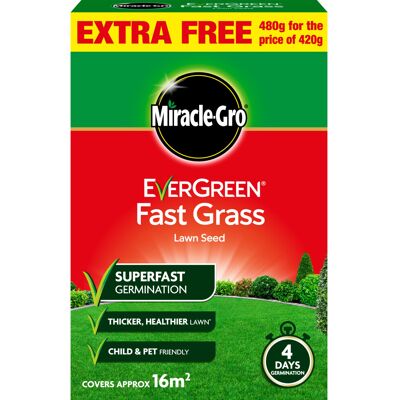 Miracle-Gro EverGreen Fast Grass Lawn Seed 480g Miracle-Gro EverGreen Fast Grass Lawn Seed 480g