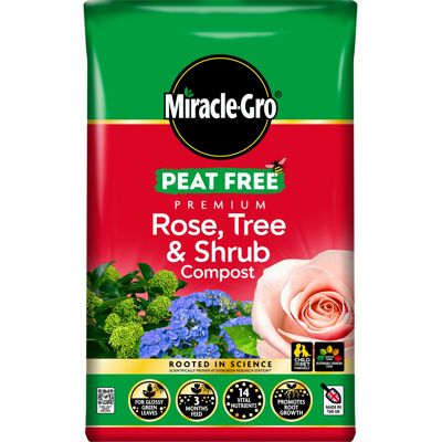 Miracle-Gro PEAT FREE Premium Rose, Tree & Shrub Compost, 40 Litres Miracle-Gro PEAT FREE Premium Rose, Tree & Shrub Compost, 40 Litres