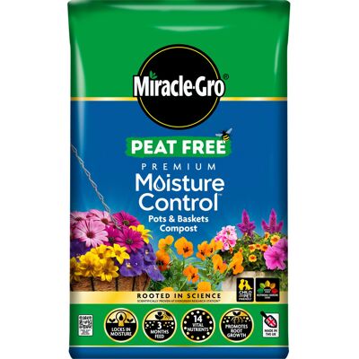 Miracle-Gro PEAT FREE Premium Moisture Control Compost, 40 Litres, Brown Miracle-Gro PEAT FREE Premium Moisture Control Compost, 40 Litres, Brown