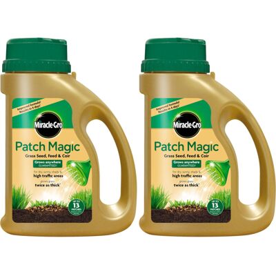Miracle-Gro Patch Magic Grass Seed, Feed and Coir, 1015 g, Green (Pack of 2) Miracle-Gro Patch Magic Grass Seed, Feed and Coir, 1015 g, Green (Pack of 2)