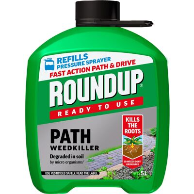 Roundup Path Weedkiller, Ready to Use, Refill for Pressure Sprayer, 5 Litre Roundup Path Weedkiller, Ready to Use, Refill for Pressure Sprayer, 5 Litre
