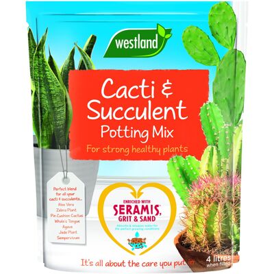 Westland Cacti/Succulent Potting Compost Mix and Enriched with Seramis, 4 L Brow Westland Cacti/Succulent Potting Compost Mix and Enriched with Seramis, 4 L Brow