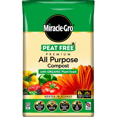 Miracle-Gro PEAT FREE Premium All Purpose Compost with Organic Plant Food, 40 Li Miracle-Gro PEAT FREE Premium All Purpose Compost with Organic Plant Food, 40 Li