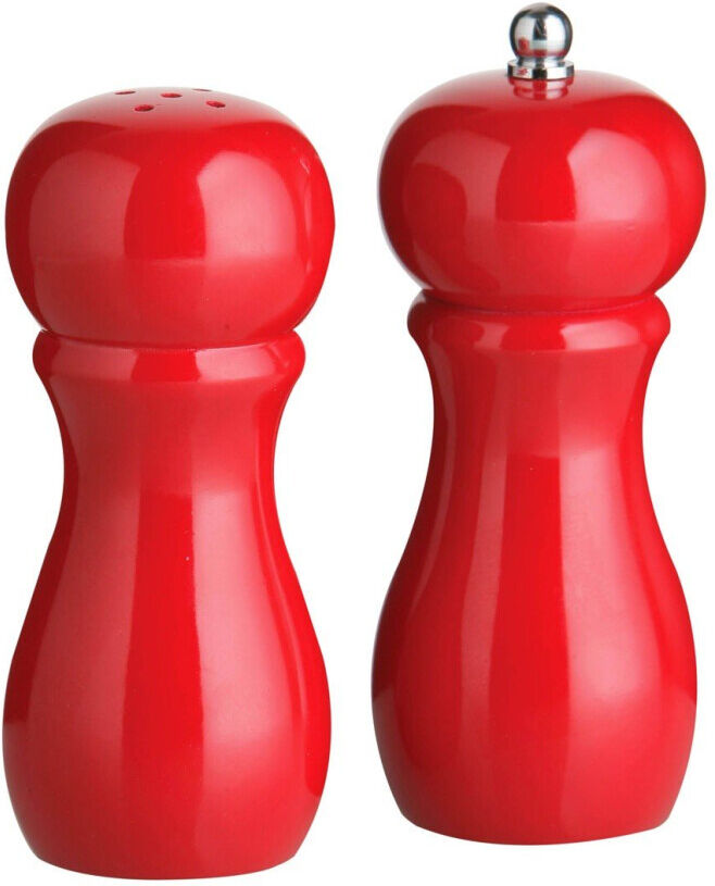 Premier Housewares Salt Shaker and Pepper Mill Set,  Red Shiny Finish