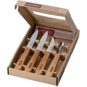 (beech) OPINEL Les Essentials 4 piece kitchen knife and peeler gift set - Wood h (beech) OPINEL Les Essentials 4 piece kitchen knife and peeler gift set - Wood h