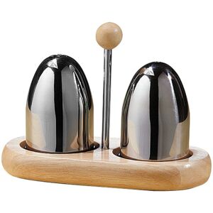 Premier Housewares Stainless Steel Salt and Pepper on Rubberwood Stand Premier Housewares Stainless Steel Salt and Pepper on Rubberwood Stand