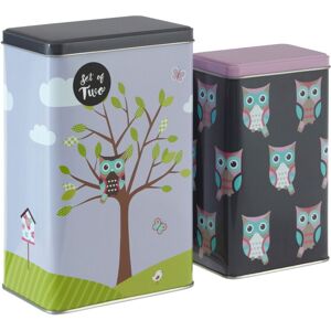 Premier Housewares Happy Owls Storage Canisters, Multi-Coloured, Set Of 2 Premier Housewares Happy Owls Storage Canisters, Multi-Coloured, Set Of 2