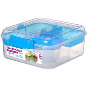 Sistema Bento Cube Box to Go with Fruit/Yoghurt Pot, 1.25 L - Clear/Blue Sistema Bento Cube Box to Go with Fruit/Yoghurt Pot, 1.25 L - Clear/Blue