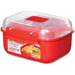 Sistema Microwave Rectangular Container, 525 ml - Red/Clear Sistema Microwave Rectangular Container, 525 ml - Red/Clear