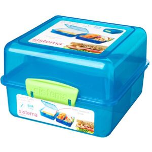 Sistema 3-Compartment 1.4L Lunch Cube Box - Blue, BPA Free, Microwave/Freezer Sa Sistema 3-Compartment 1.4L Lunch Cube Box - Blue, BPA Free, Microwave/Freezer Sa