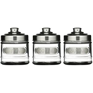 Premier Housewares PF-1403192 Round Glass Tea, Coffee & Sugar Jar Set with Aluminium Lids - Keeps E Premier Housewares PF-1403192 Round Glass Tea, Coffee & Sugar Jar Set with Aluminium Lids - Keeps E