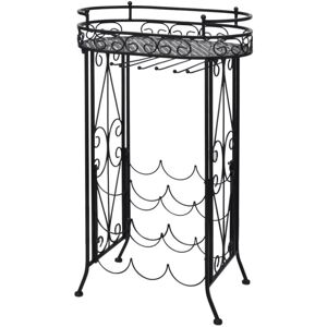 vidaXL Metal Wine Rack With 9 Bottle Hooks Wine Storage Unit vidaXL Metal Wine Rack With 9 Bottle Hooks Wine Storage Unit