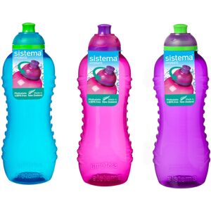 3 Sistema 460ml Twist n Sip Drink Bottles, Blue, Pink, Purple 3 Sistema 460ml Twist n Sip Drink Bottles, Blue, Pink, Purple