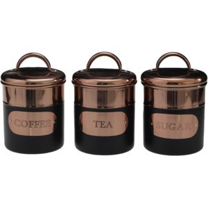 Sifcon Set of 3 Stainless Steel Copper Black Tea Sugar Coffee Canisters Kitchen Storage Sifcon Set of 3 Stainless Steel Copper Black Tea Sugar Coffee Canisters Kitchen Storage