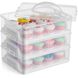 Gr8 Home 3 Tier Stackable Cupcake Carrier Box Muffin Cake Holder Plastic Clear Container Gr8 Home 3 Tier Stackable Cupcake Carrier Box Muffin Cake Holder Plastic Clear Container