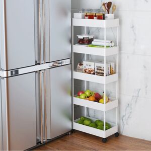 Living And Home (White, 5 Tiers) Kitchen Trolley Basket Rack Veg Fruit Holder Shelf Living And Home (White, 5 Tiers) Kitchen Trolley Basket Rack Veg Fruit Holder Shelf