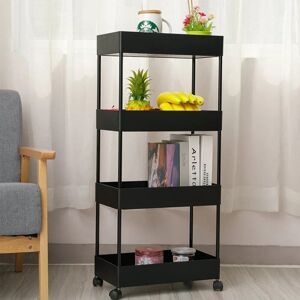 Living And Home (Black, 4 Tiers) Kitchen Trolley Basket Rack Veg Fruit Holder Shelf Living And Home (Black, 4 Tiers) Kitchen Trolley Basket Rack Veg Fruit Holder Shelf