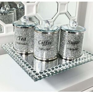 Sparkle CRUSHED DIAMOND SILVER CRYSTAL TEA COFFEE SUGAR SET, EXTRA SPARKLY Sparkle CRUSHED DIAMOND SILVER CRYSTAL TEA COFFEE SUGAR SET, EXTRA SPARKLY
