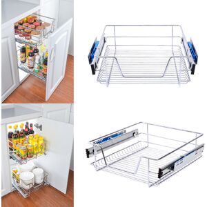 Living And Home (400mm, 2pcs) Kitchen Pull Out Wire Baskets Base Storage Unit Living And Home (400mm, 2pcs) Kitchen Pull Out Wire Baskets Base Storage Unit