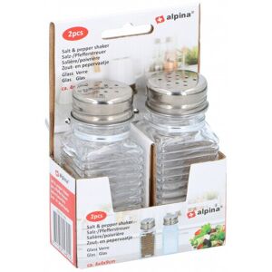 Alpina salt and pepper shakers glass/stainless steel transparent/silver 2 pieces Alpina salt and pepper shakers glass/stainless steel transparent/silver 2 pieces