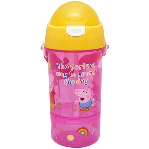 Peppa Pig Reusable Water Bottle with Screw on Snack Cup Base, Re-usable PP Plast Peppa Pig Reusable Water Bottle with Screw on Snack Cup Base, Re-usable PP Plast