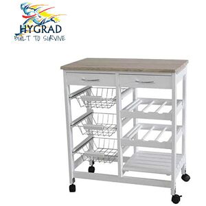 HYGRAD Bamboo Wood Kitchen Trolley - Lockable Wheels HYGRAD Bamboo Wood Kitchen Trolley - Lockable Wheels